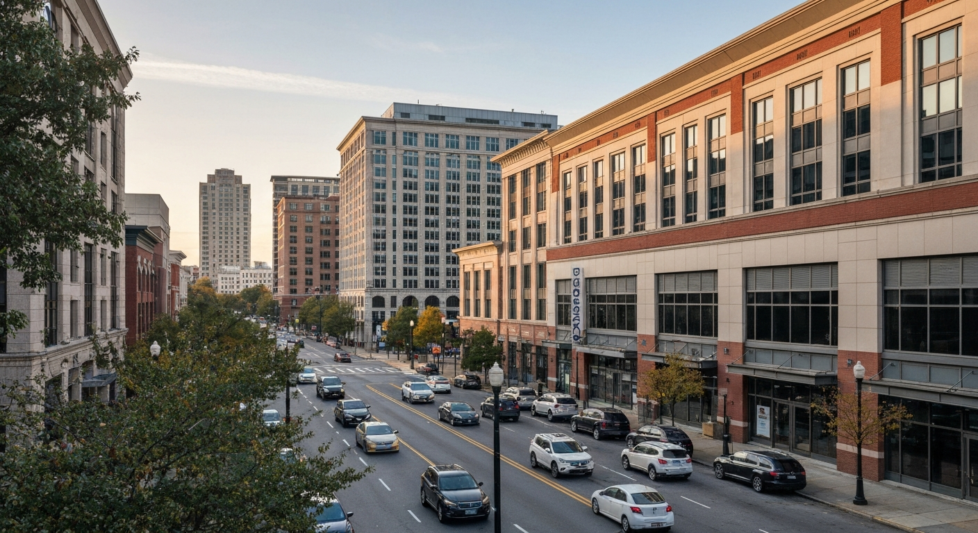 Arlington Virginia urban corridor showing the dense commercial district where businesses benefit from Metro access and proximity to Washington DC