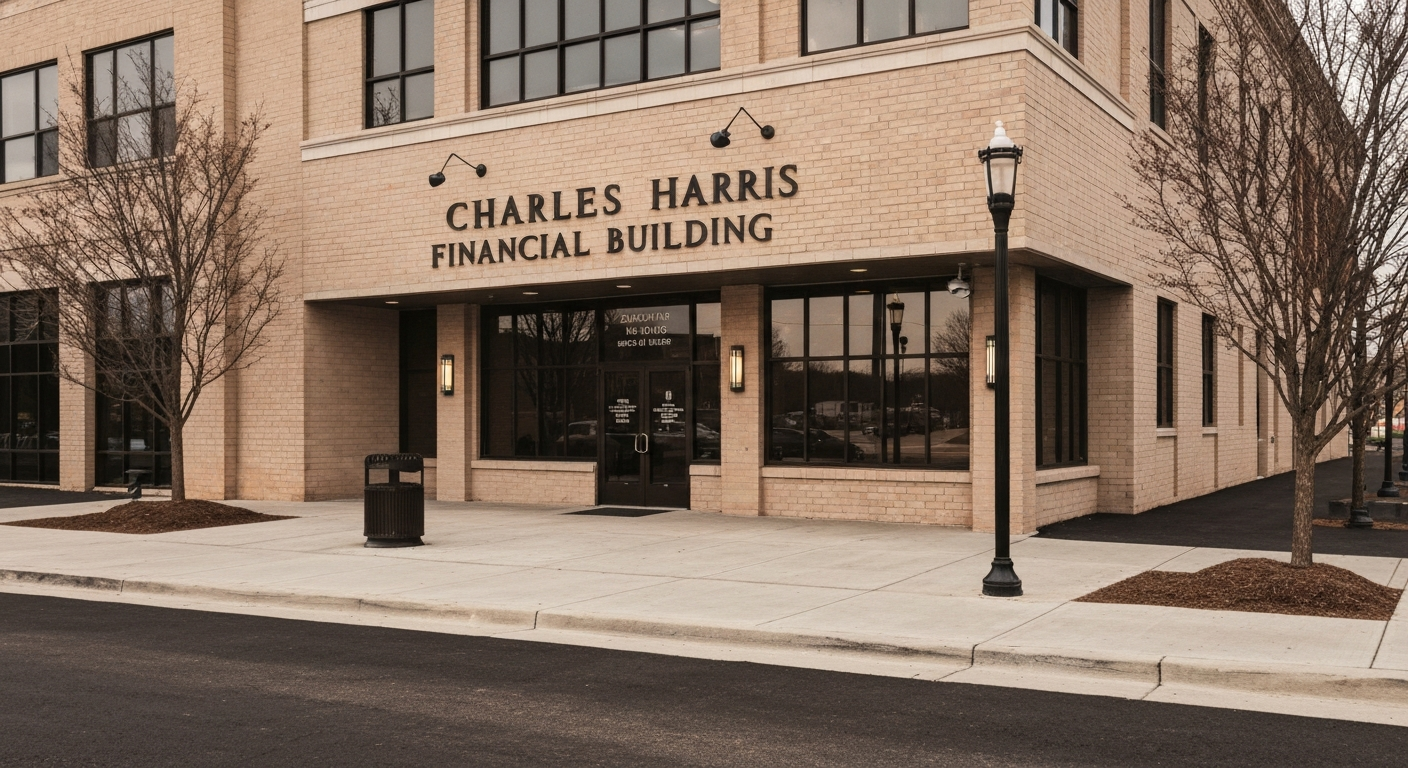 Charles Harris Financial Building in Danville Virginia where the Commissioner of Revenue issues business licenses on the second floor