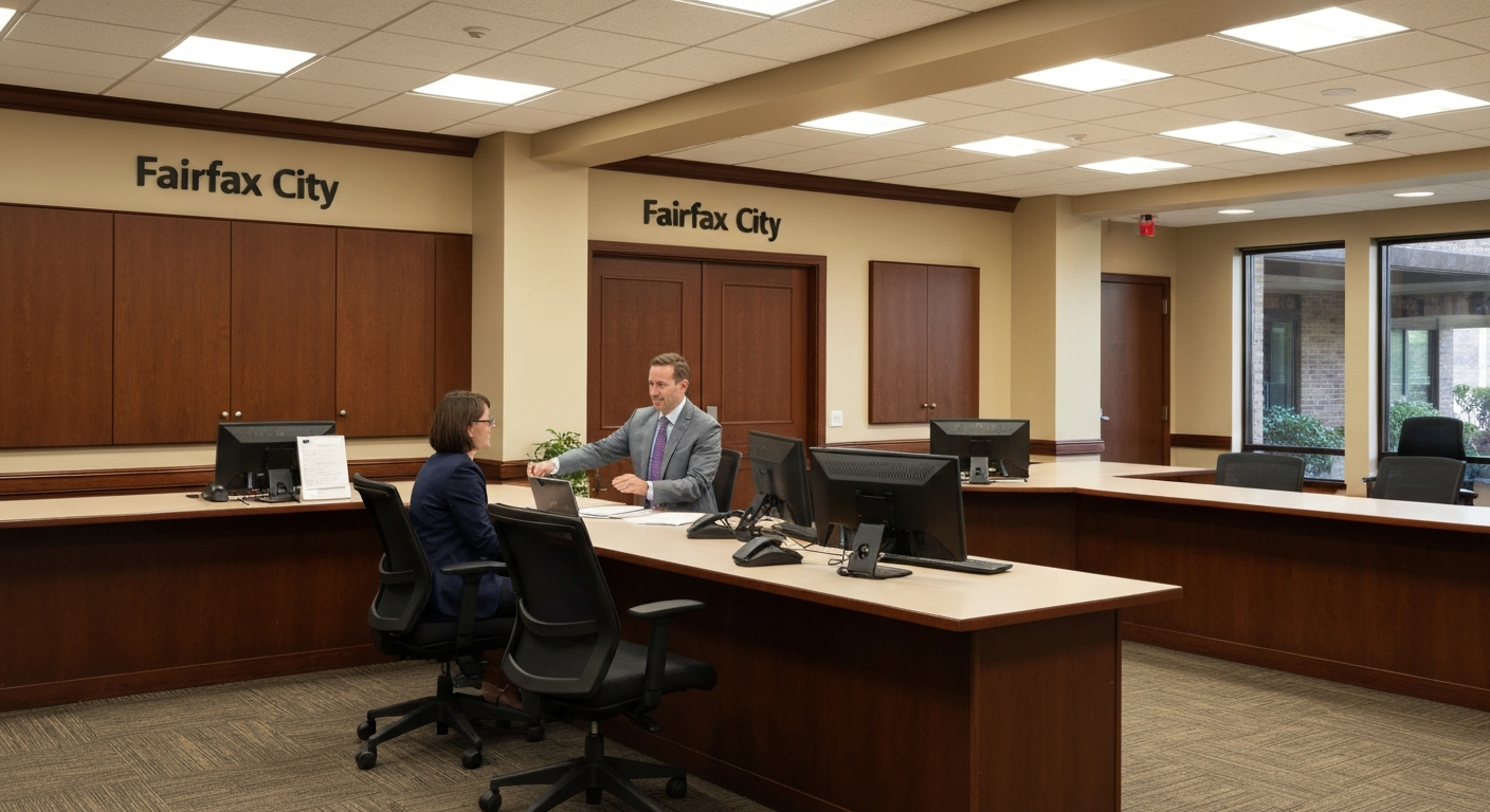 Fairfax City Virginia government office where the Commissioner of Revenue processes business license applications separately from Fairfax County