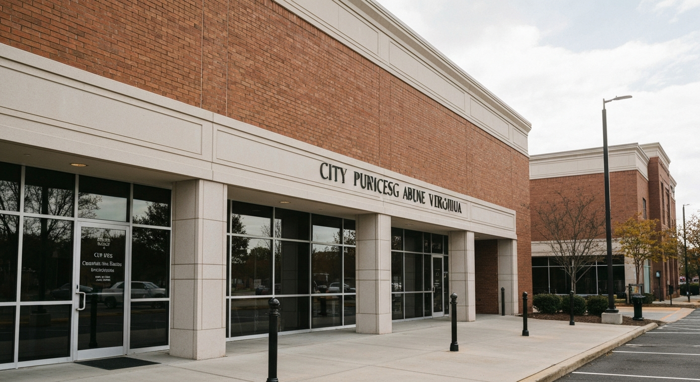 Fredericksburg Virginia city offices on Princess Anne Street where the Commissioner of Revenue processes business license applications