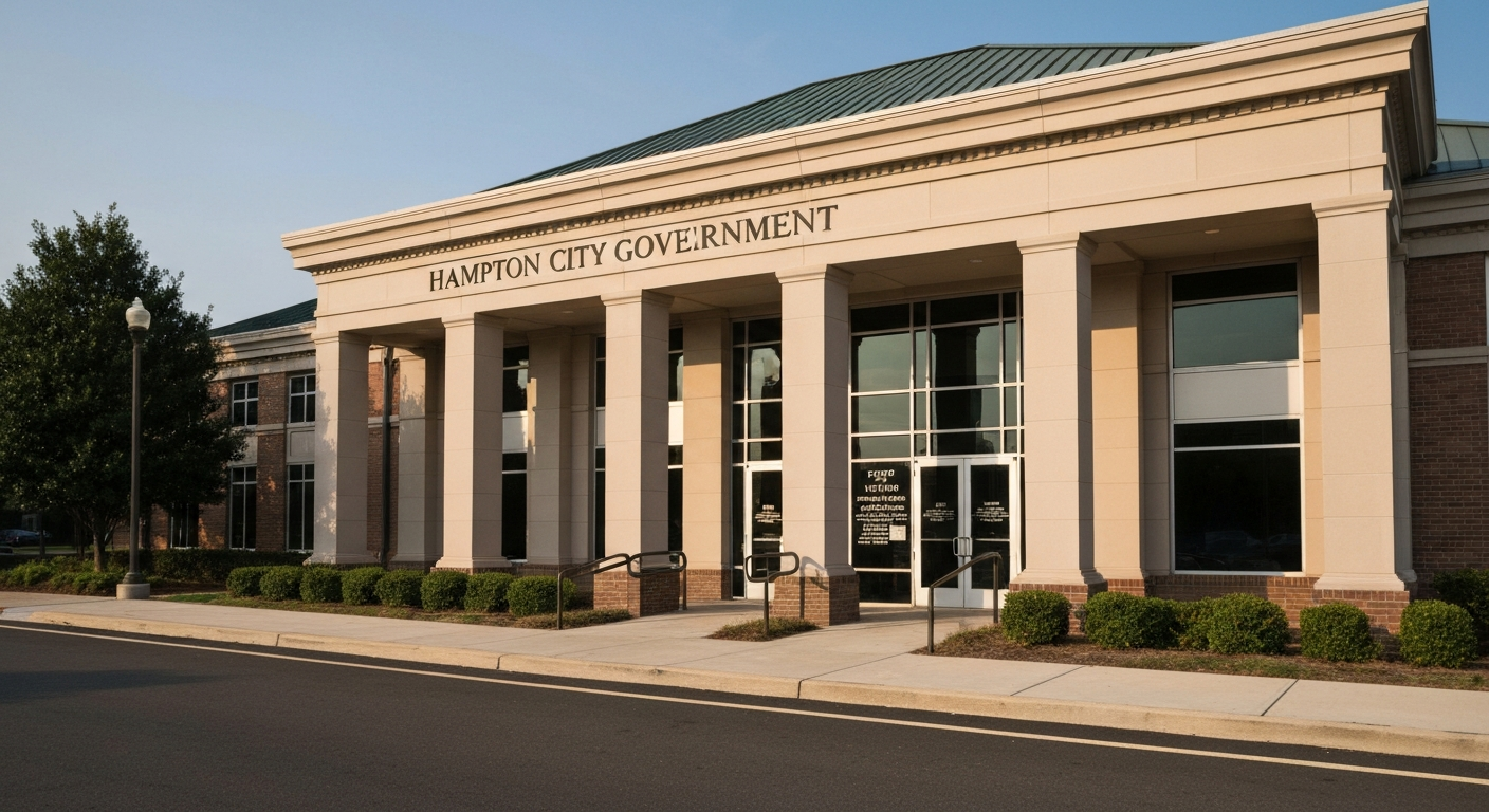 Hampton Virginia city government building where the Commissioner of Revenue issues business licenses