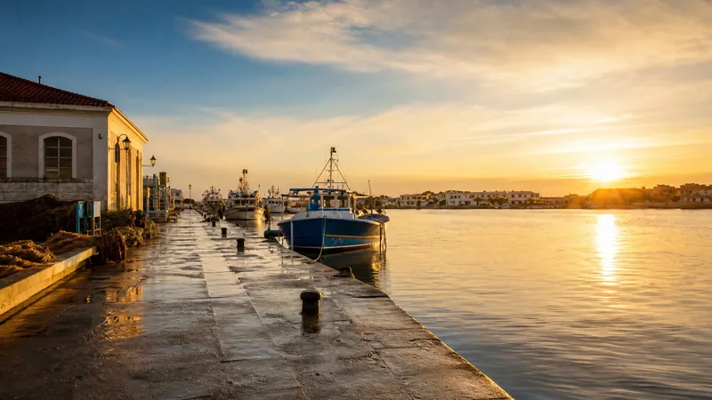 Working harbor promenade with low coastal buildings and moored boats in soft morning light, Gloucester County Business License
