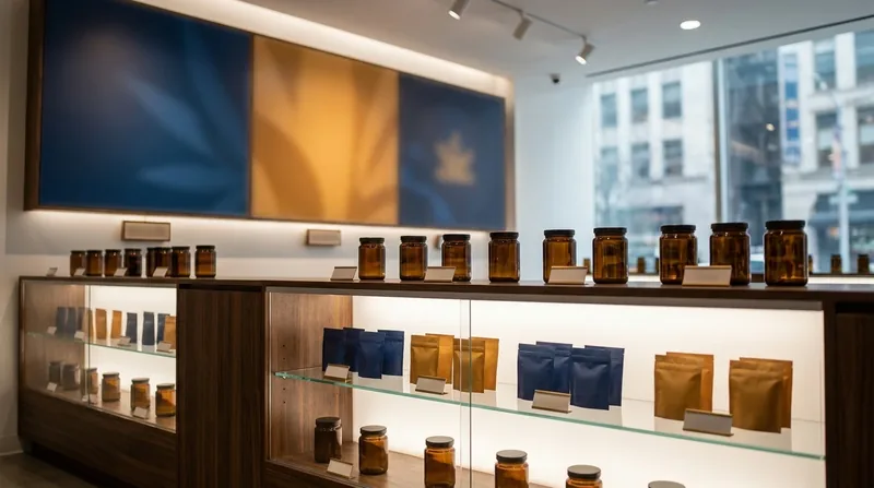 Minimal retail shelf of jars and pouches, How to Start a Hemp or CBD Store in Virginia