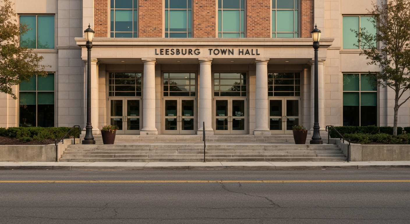 Leesburg Virginia Town Hall where the Finance Department processes BPOL business license applications on the first floor