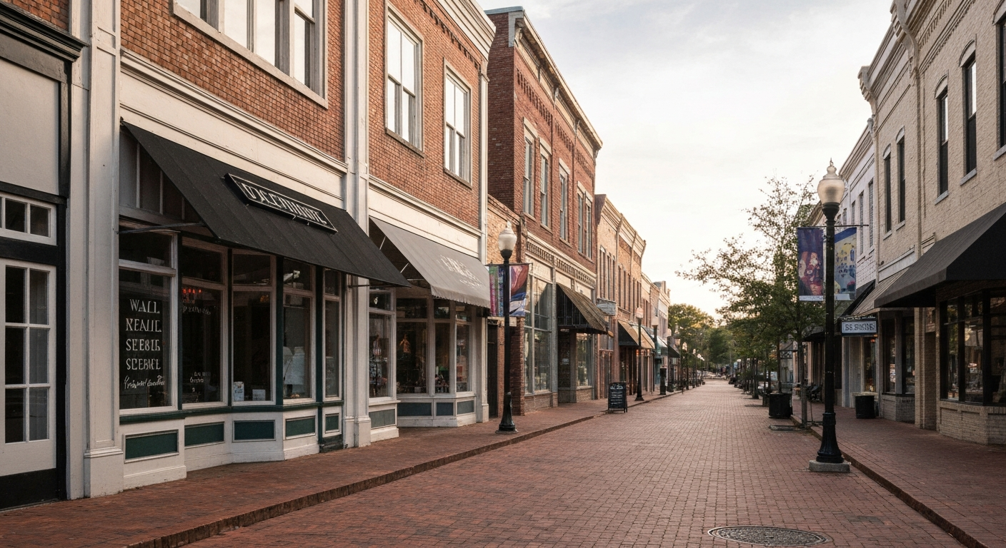 Historic downtown Leesburg Virginia showing the walkable retail district where small businesses serve Loudoun County wealthiest market