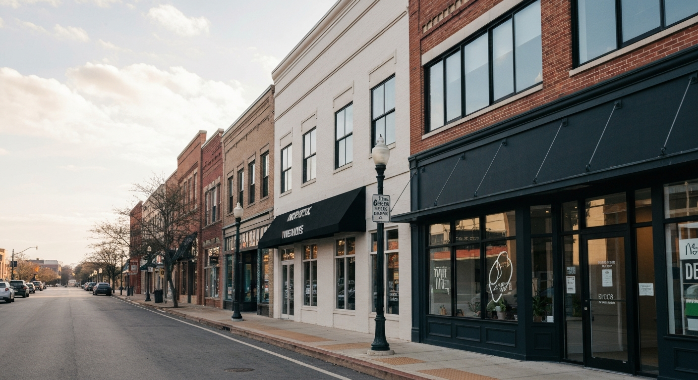 Norfolk Virginia downtown commercial street where small businesses operate with city business licenses