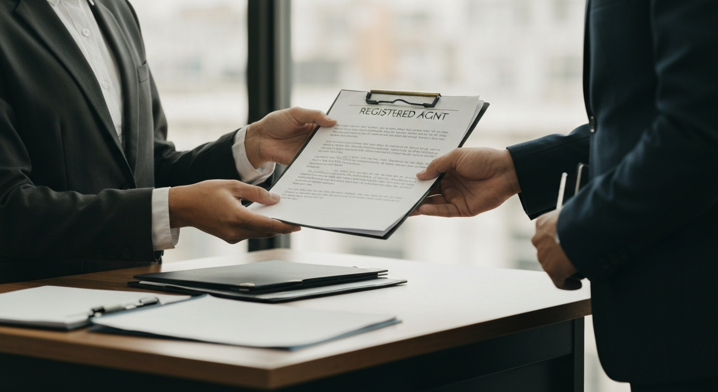 Illustration of a registered agent receiving official documents