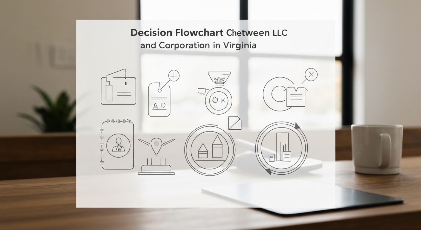 Decision flowchart for choosing between LLC and Corporation in Virginia