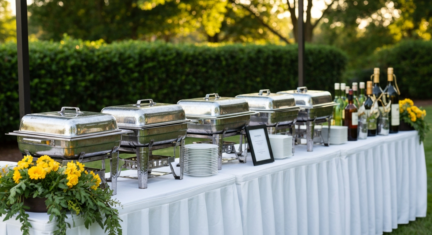 Professional catering setup at a Virginia outdoor event — how to start a catering business in Virginia
