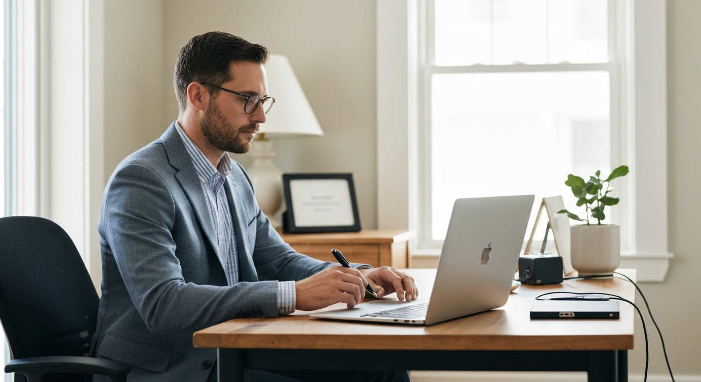 Consultant working from a Virginia home office — how to start a consulting business in Virginia