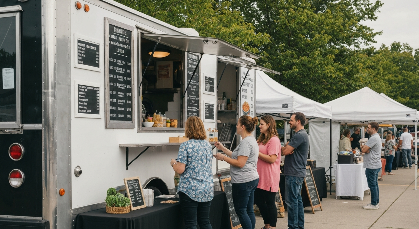 Food truck serving customers at a Virginia outdoor market — how to start a food truck business in Virginia