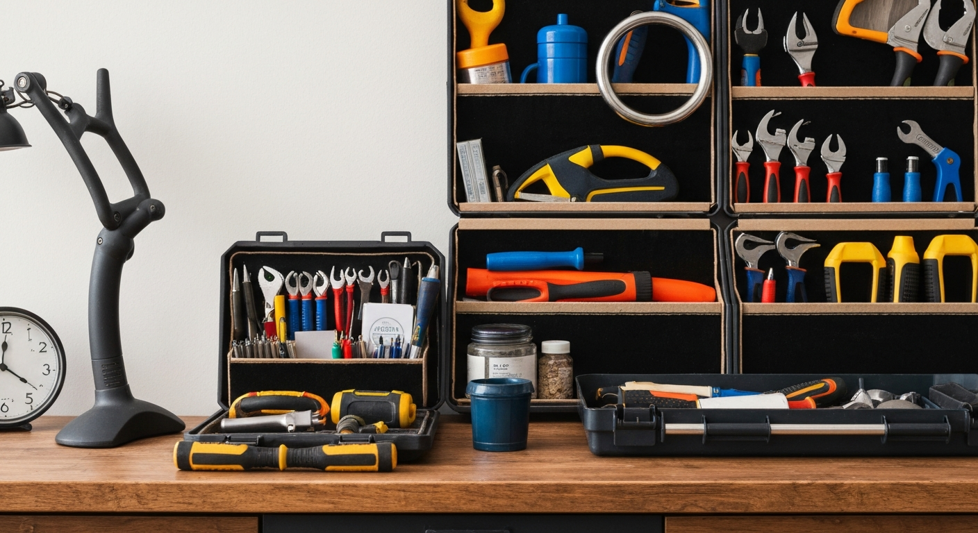 Organized handyman tools and toolbox for a Virginia handyman business