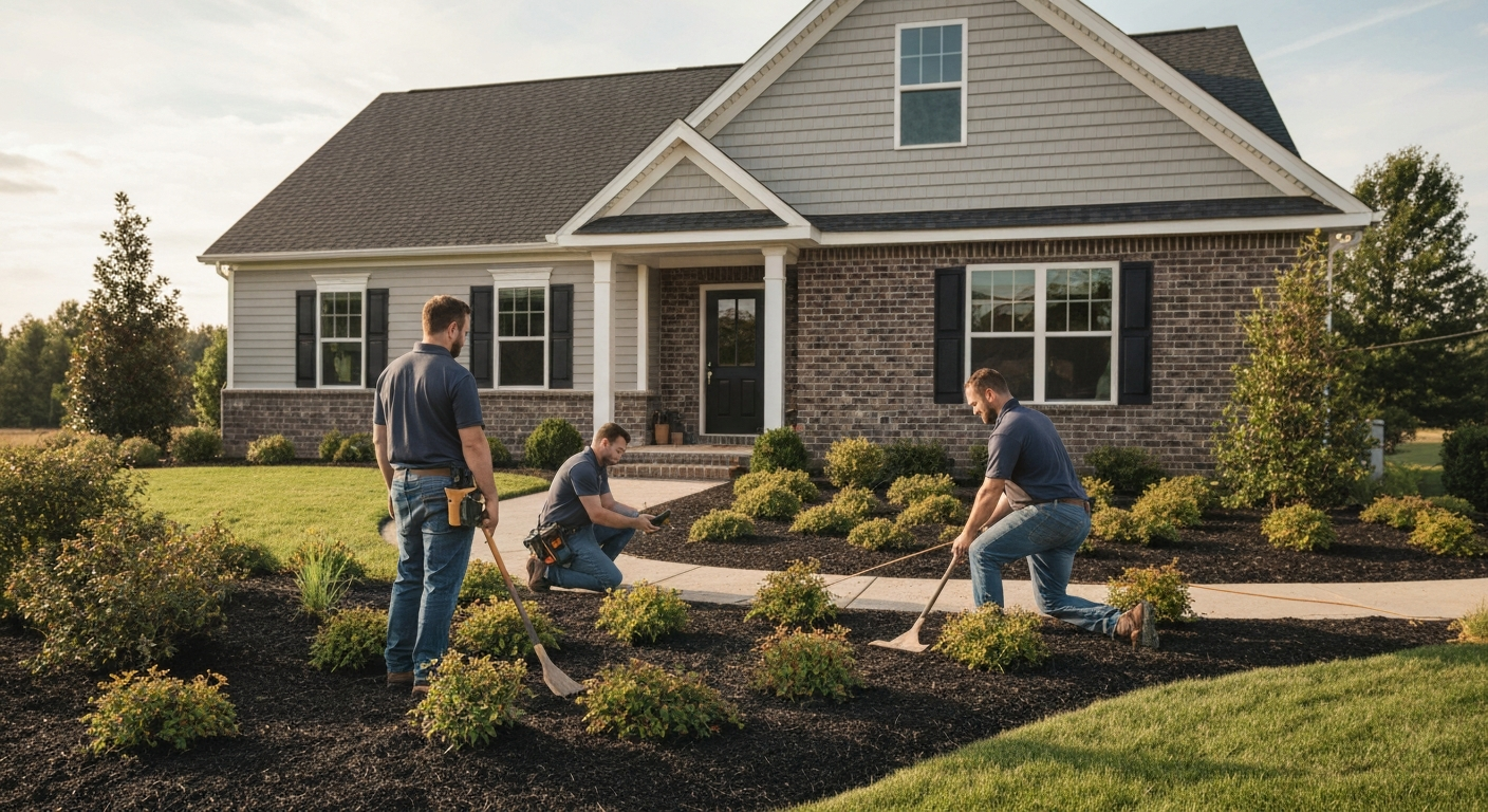 Landscaping crew working on a Virginia home — how to start a landscaping business in Virginia