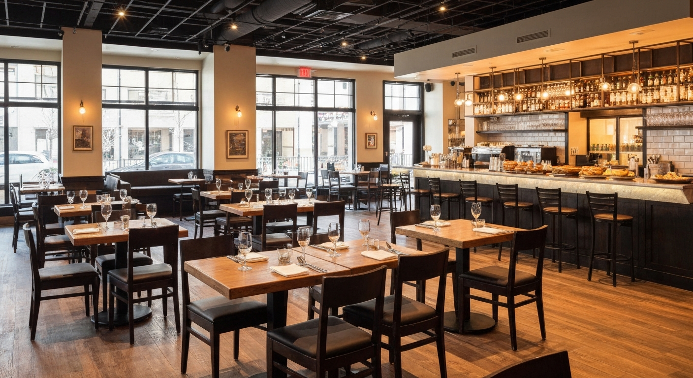 Restaurant interior set for service in Virginia — how to start a restaurant business in Virginia